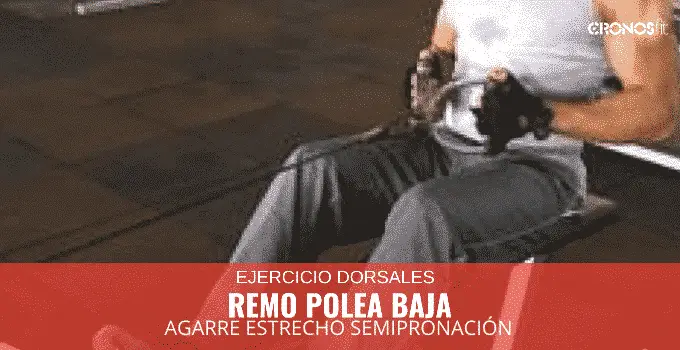 Remo polea baja agarre estrecho en semipronación 16 Remo Polea Baja